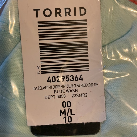 Torrid USA Relaxed Fit Super Soft Slub Crew Neck Crop Tee Size 00. (Medium) NWT - Picture 6 of 7